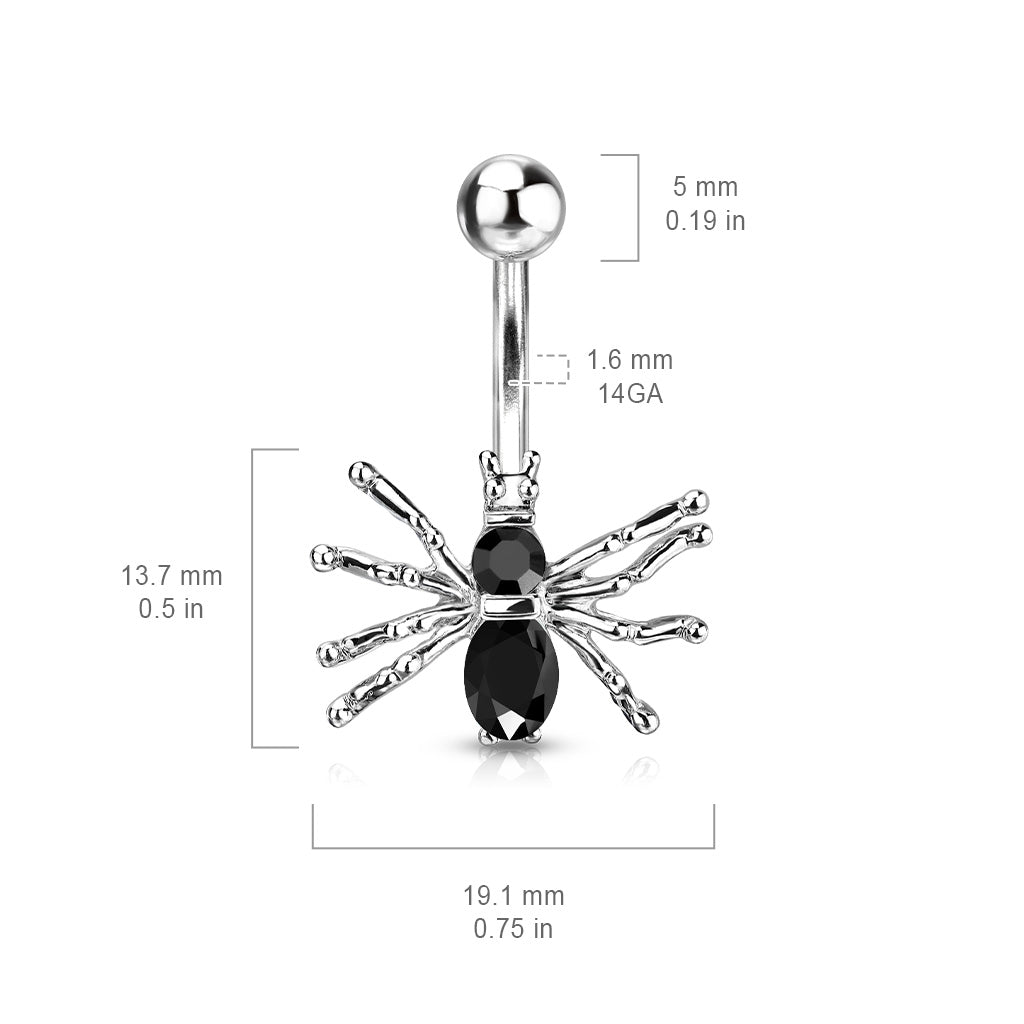 Claw-Set Spider Navel Barbell 14g