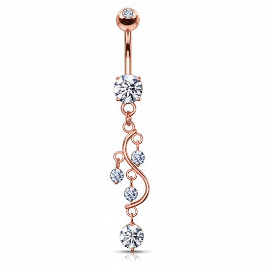 Crystals on A Vine Navel Dangle 14g