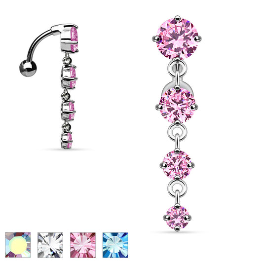 Crystal Chain Inverted Navel Dangle 14g