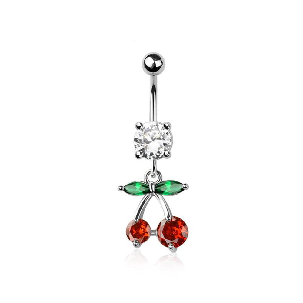 Cherry Crystal Belly Dangle 14g
