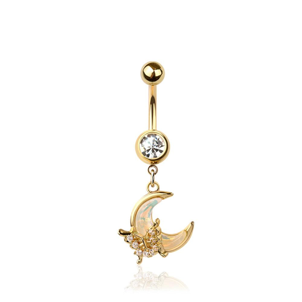 Lunar Whisper Crystal Navel Dangle 14g
