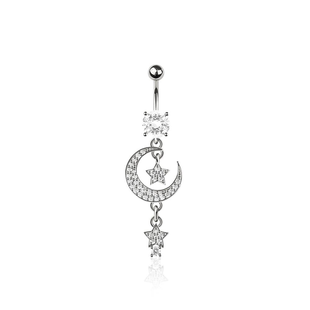 Twin Star Moon Crystal Navel Dangle 14g