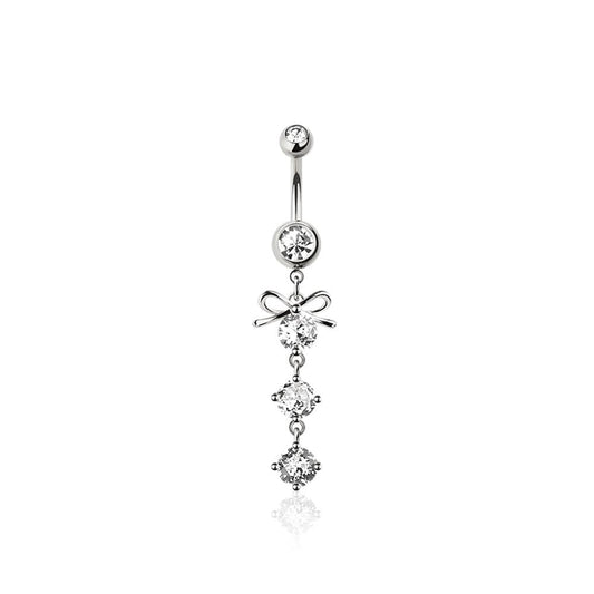 Crystal Marquise Ribbon fall Navel Dangle 14g