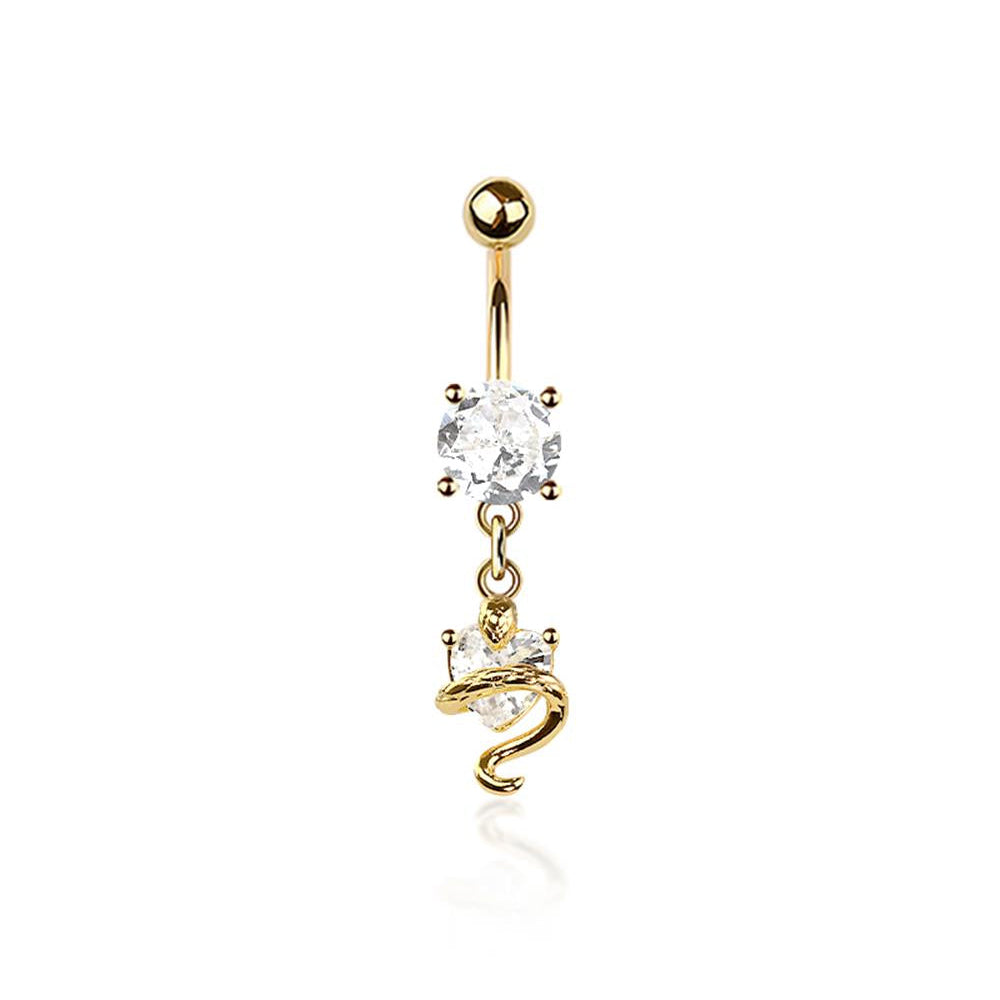 Heart?Wrapped Serpent Navel Dangle 14g