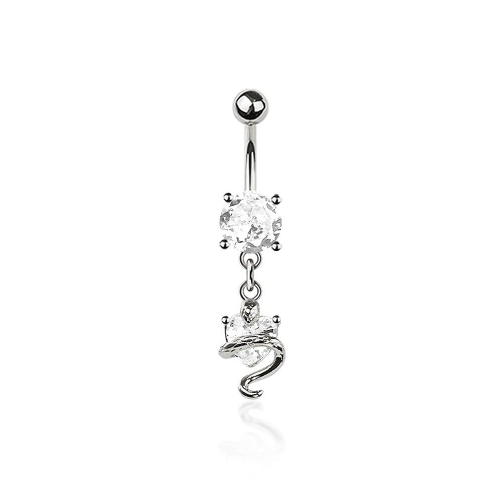 Heart?Wrapped Serpent Navel Dangle 14g