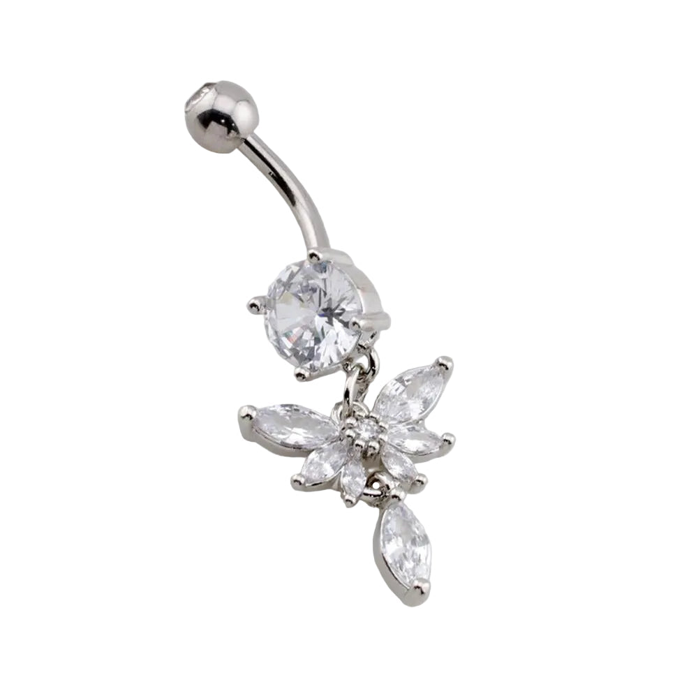 Marquise Lotus Navel Dangle Barbell 14g