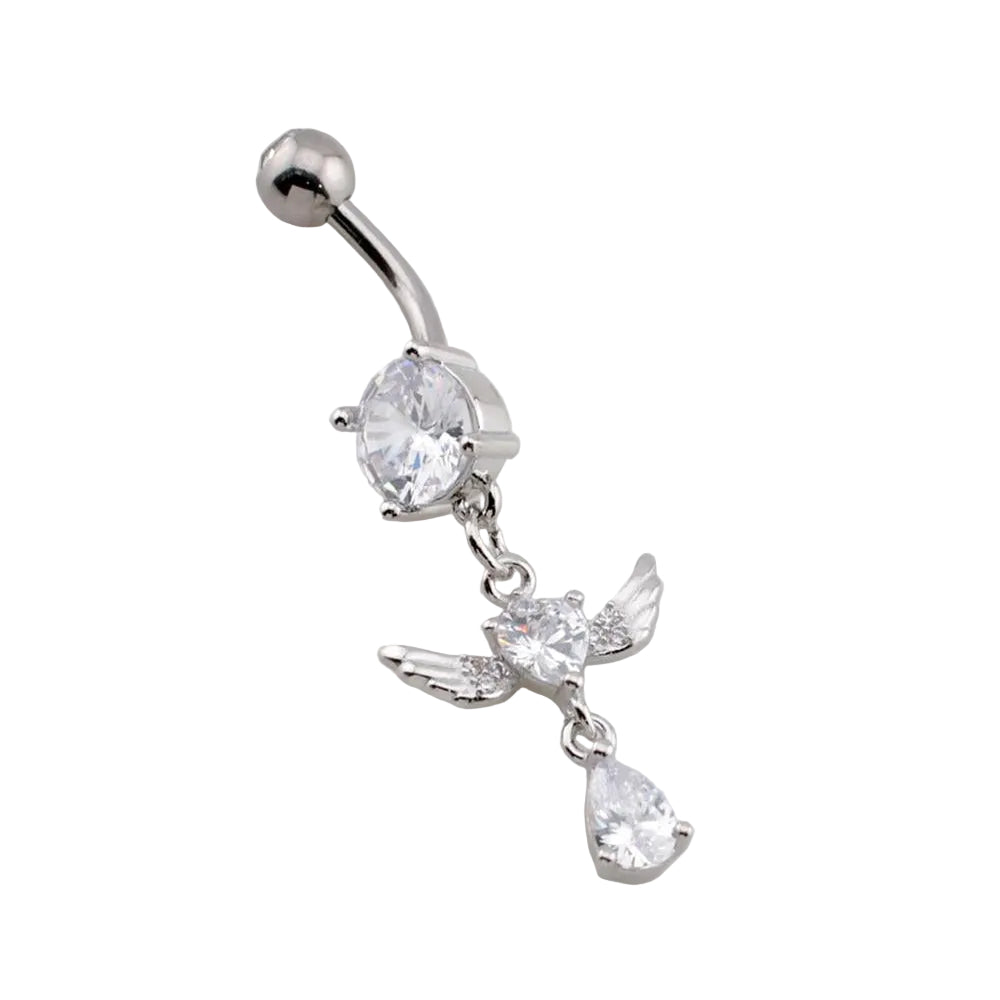 Crystal Angel Drop Navel Dangle Barbell 14g