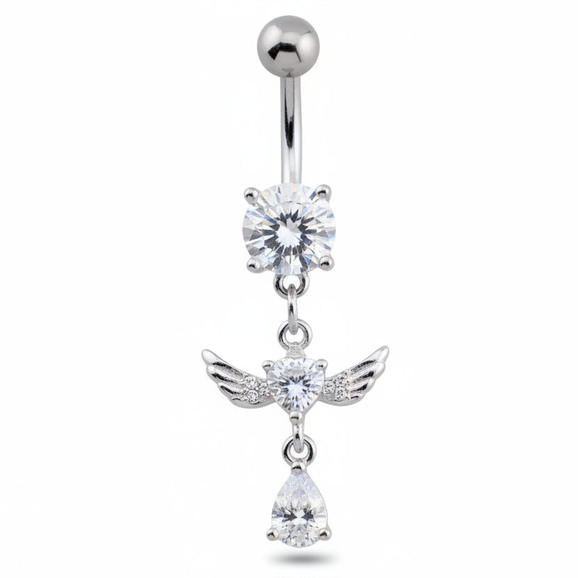 Crystal Angel Drop Navel Dangle Barbell 14g