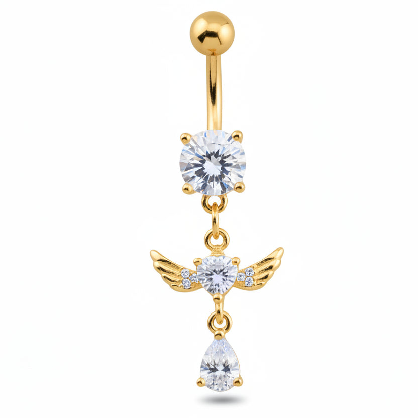 Crystal Angel Drop Navel Dangle Barbell 14g
