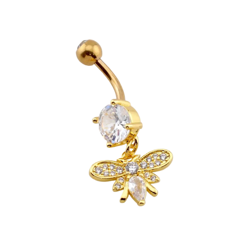 Crystal Bee Navel Dangle Barbell 14g