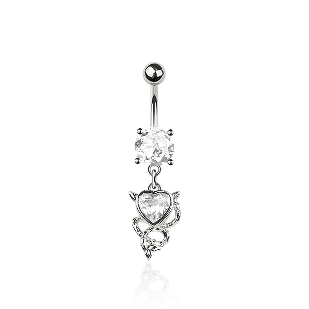Devil Heart Crystal Navel Dangle 14g