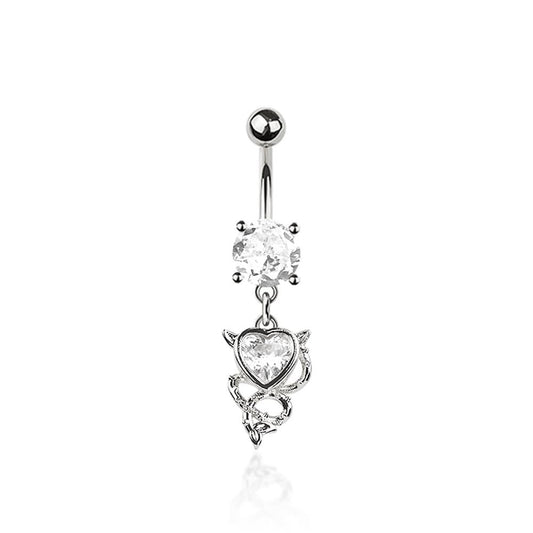 Devil Heart Crystal Navel Dangle 14g