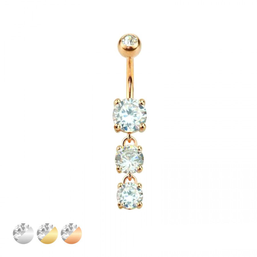 Premium Three-circle Claw-Set Navel Dangle 14g