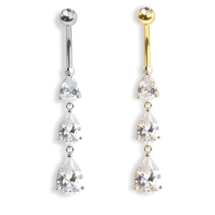 Triple Teardrop Tiered Belly Dangle 14g