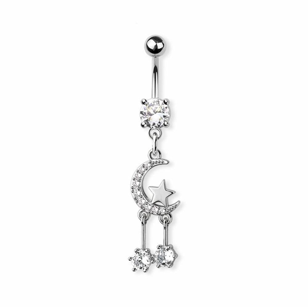 Celestial Moon and Stars Navel Dangle 14g
