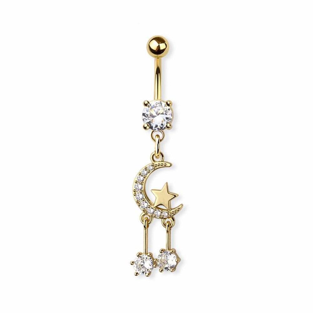Celestial Moon and Stars Navel Dangle 14g