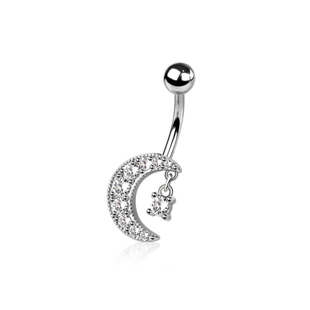 Dangly Star and Moon Navel Barbell 14g