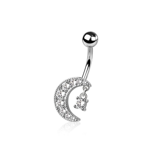 Dangly Star and Moon Navel Barbell 14g