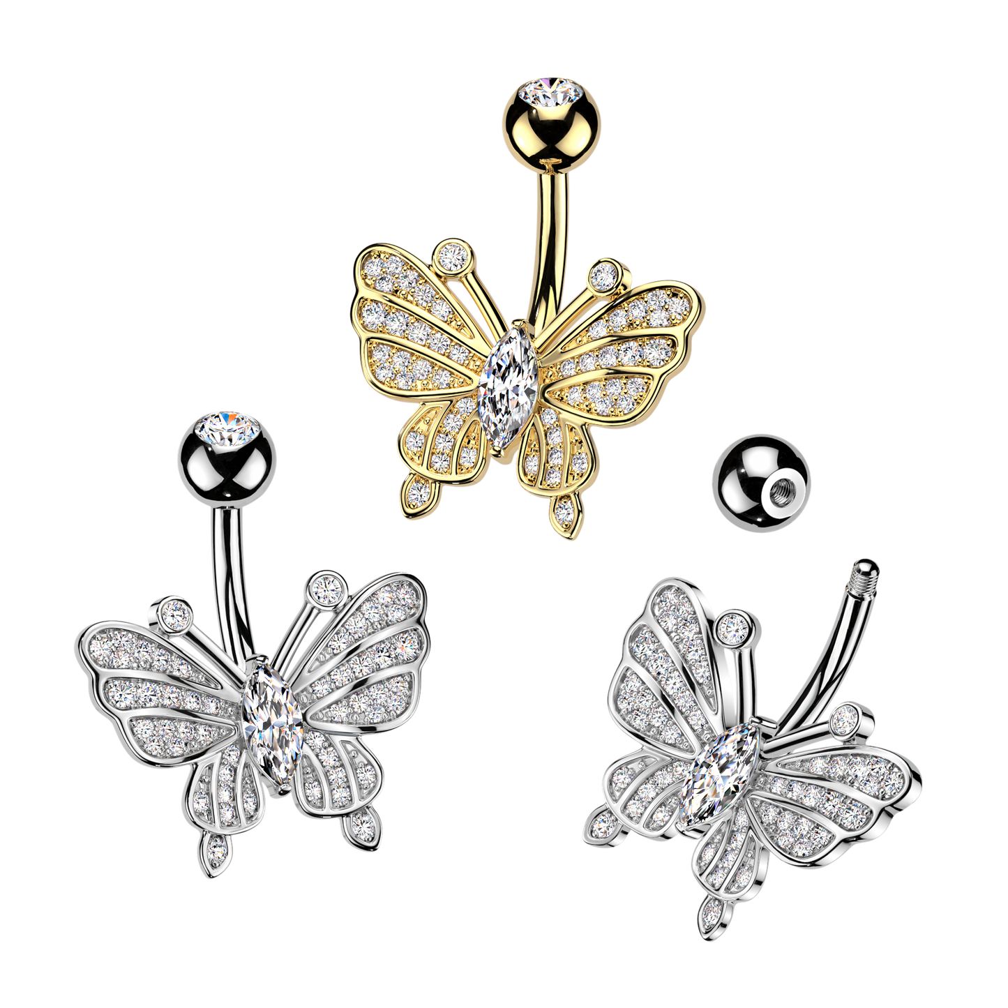 Marquise Butterfly Navel Barbell 14g