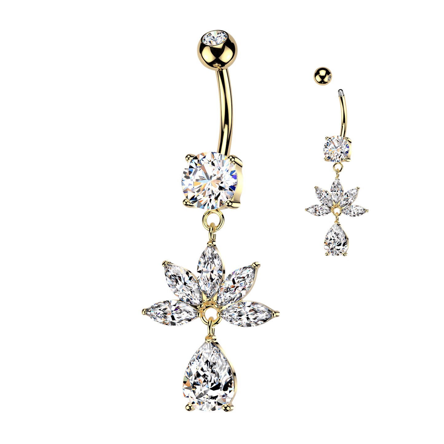Marquise Fan Navel Dangle 14g