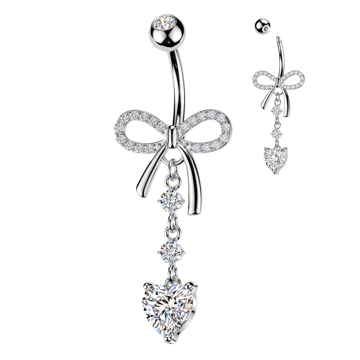 Bow Heart Navel Dangle 14g