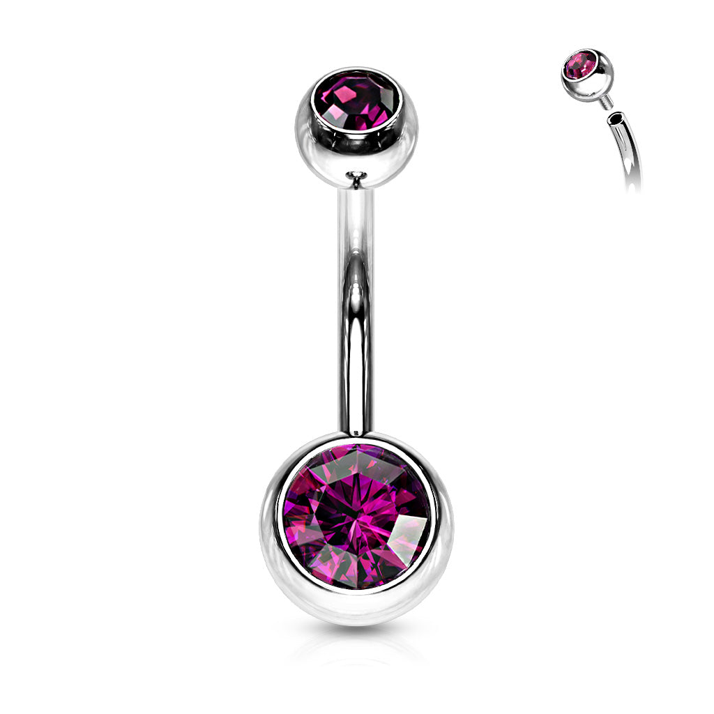 Surgical Steel Crystal Internally Threaded Navel Barbell 14g - Jewellery