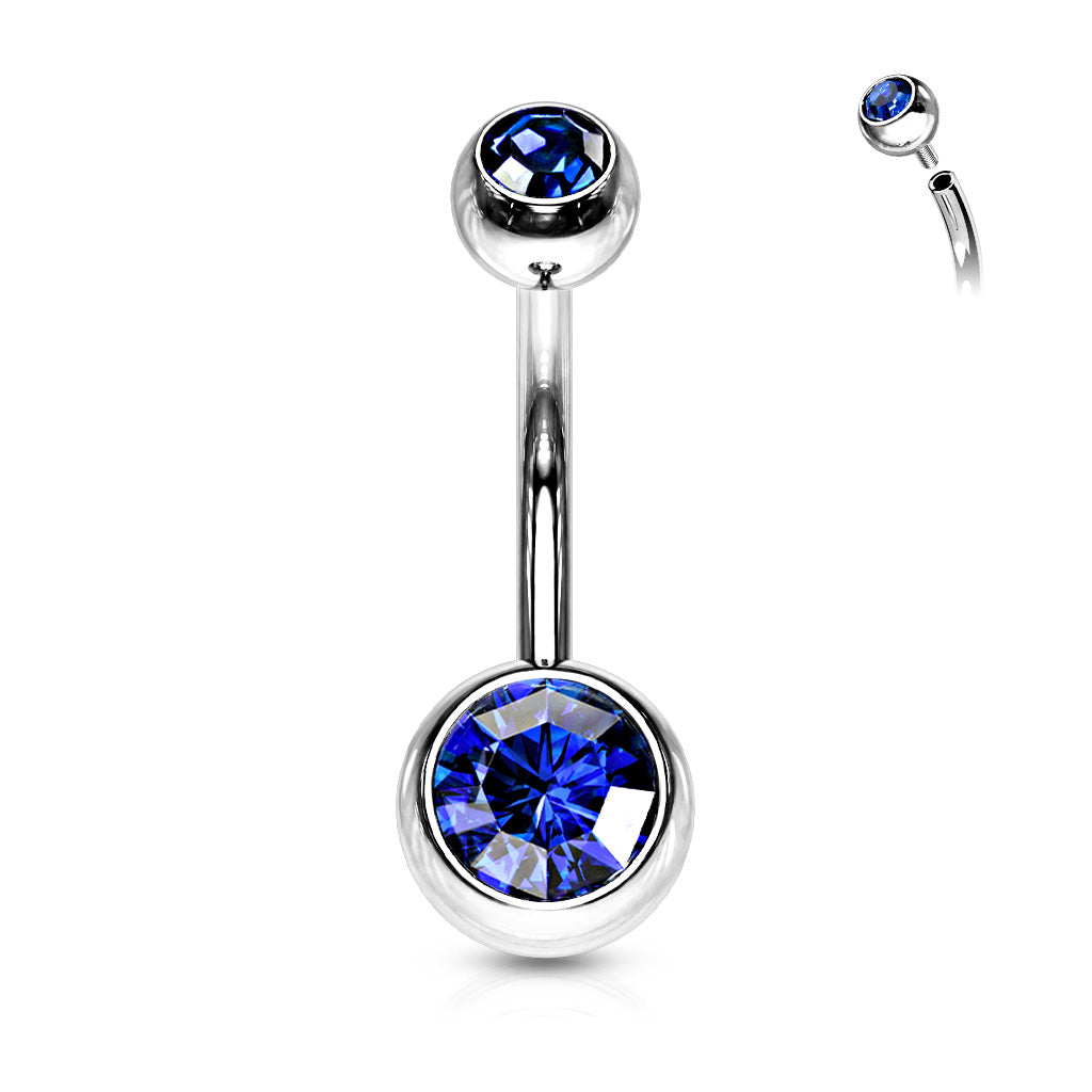 Surgical Steel Crystal Internally Threaded Navel Barbell 14g - Jewellery