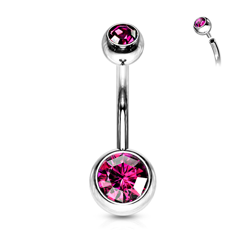 Surgical Steel Crystal Internally Threaded Navel Barbell 14g - Jewellery