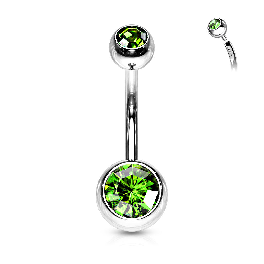 Surgical Steel Crystal Internally Threaded Navel Barbell 14g - Jewellery