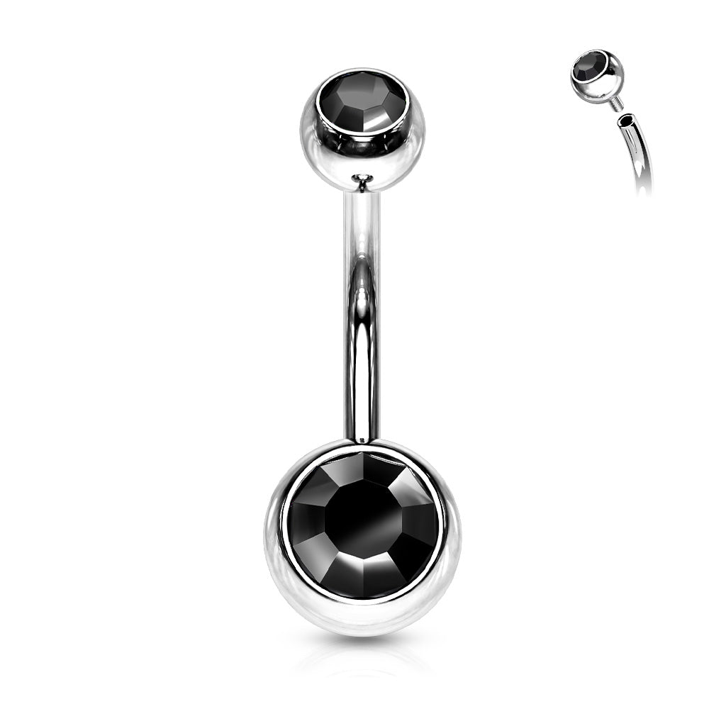 Surgical Steel Crystal Internally Threaded Navel Barbell 14g - Jewellery