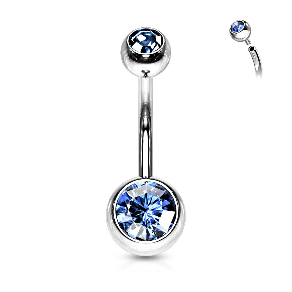 Surgical Steel Crystal Internally Threaded Navel Barbell 14g - Jewellery