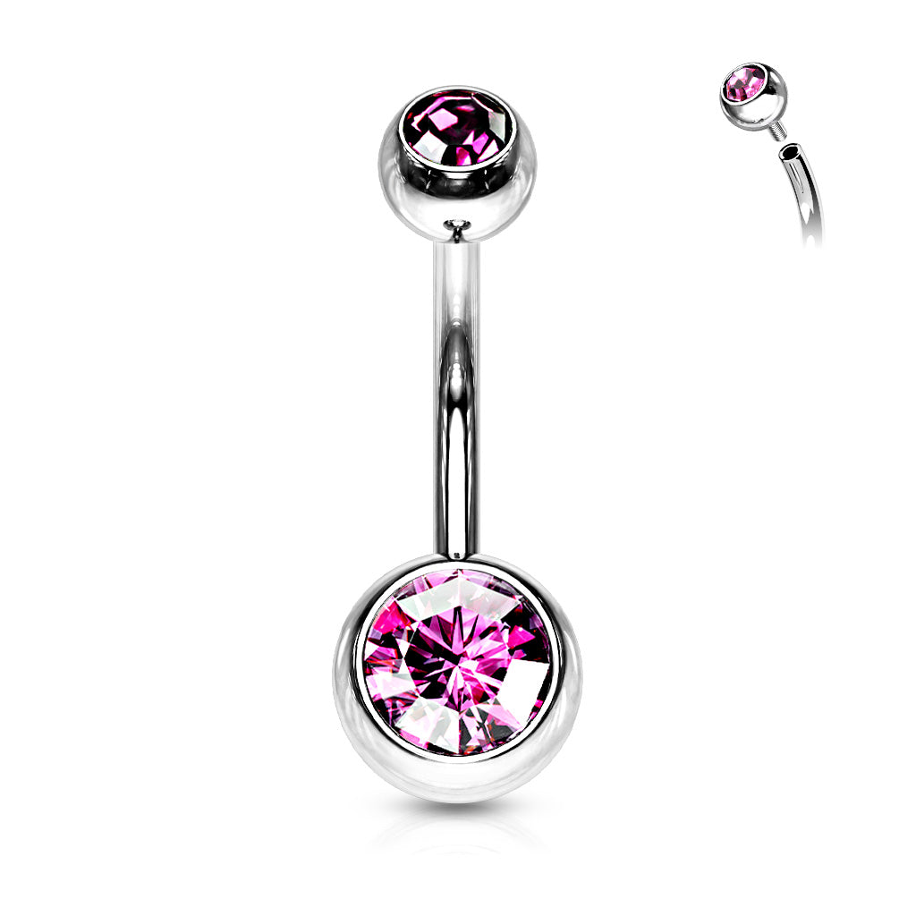 Surgical Steel Crystal Internally Threaded Navel Barbell 14g - Jewellery