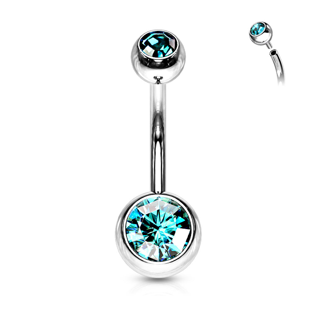 Surgical Steel Crystal Internally Threaded Navel Barbell 14g - Jewellery