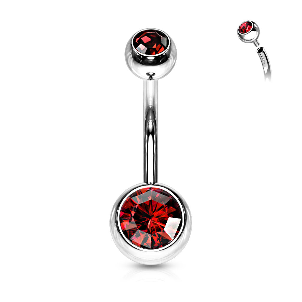Surgical Steel Crystal Internally Threaded Navel Barbell 14g - Jewellery