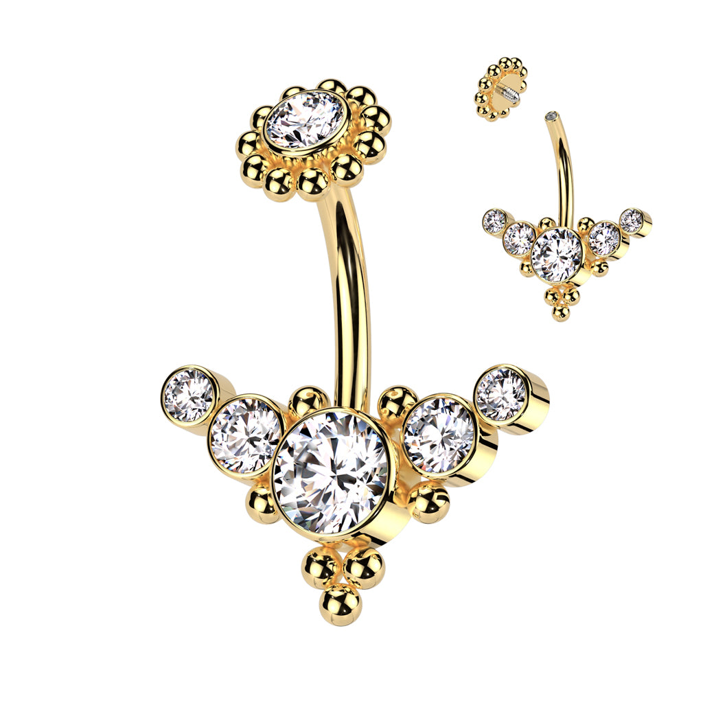 Dotwork Rim Cluster Navel Barbell 14g
