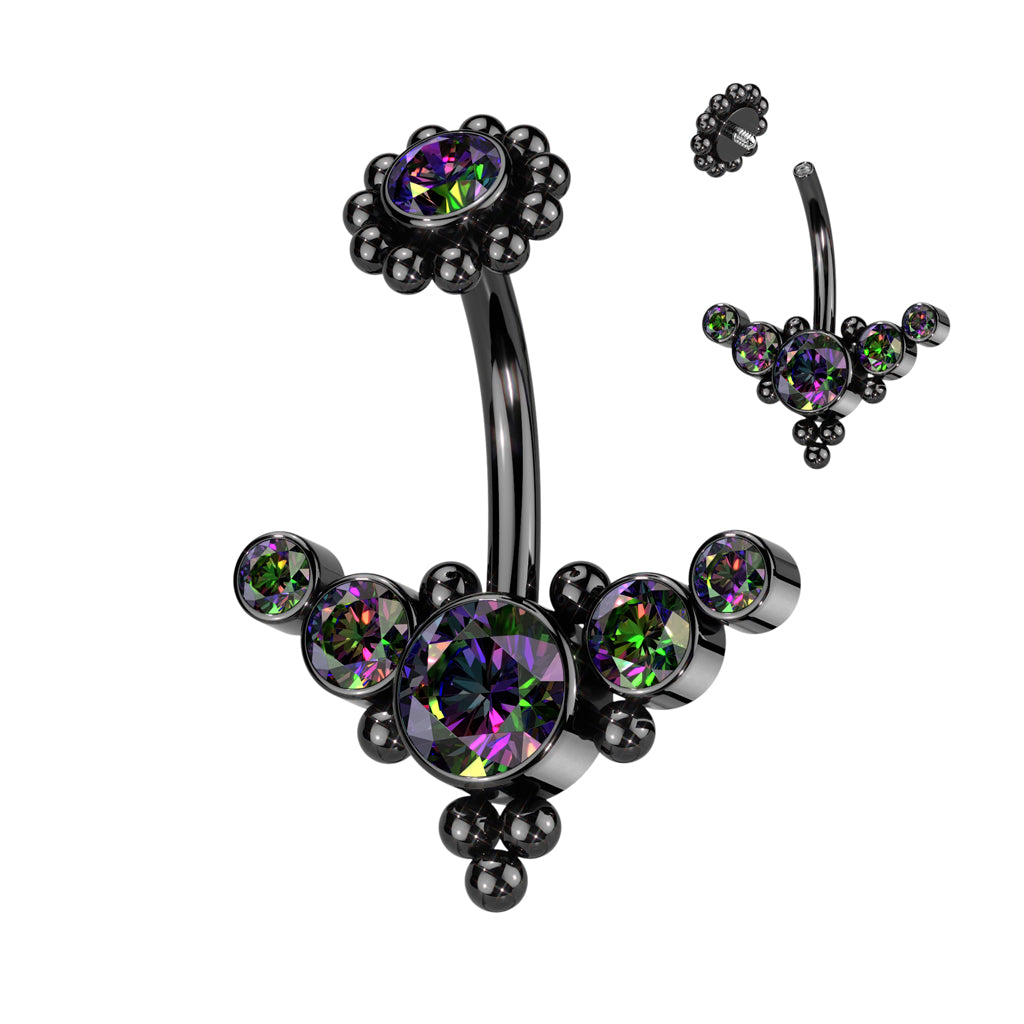 Dotwork Rim Cluster Navel Barbell 14g