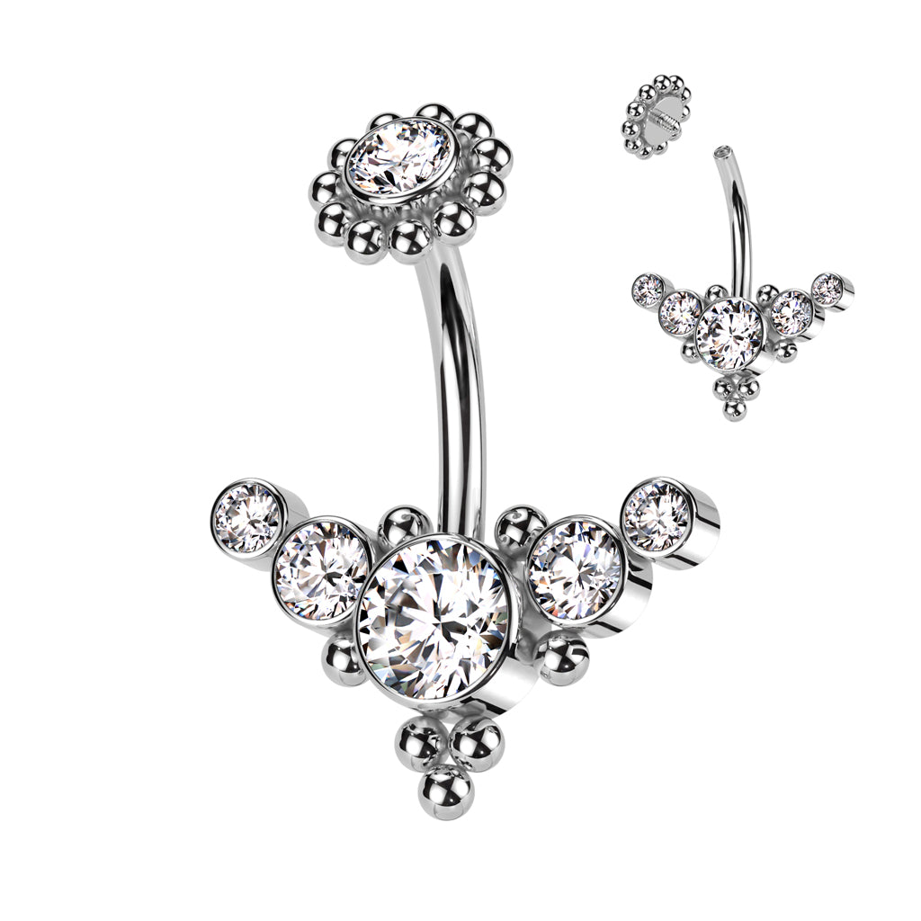 Dotwork Rim Cluster Navel Barbell 14g