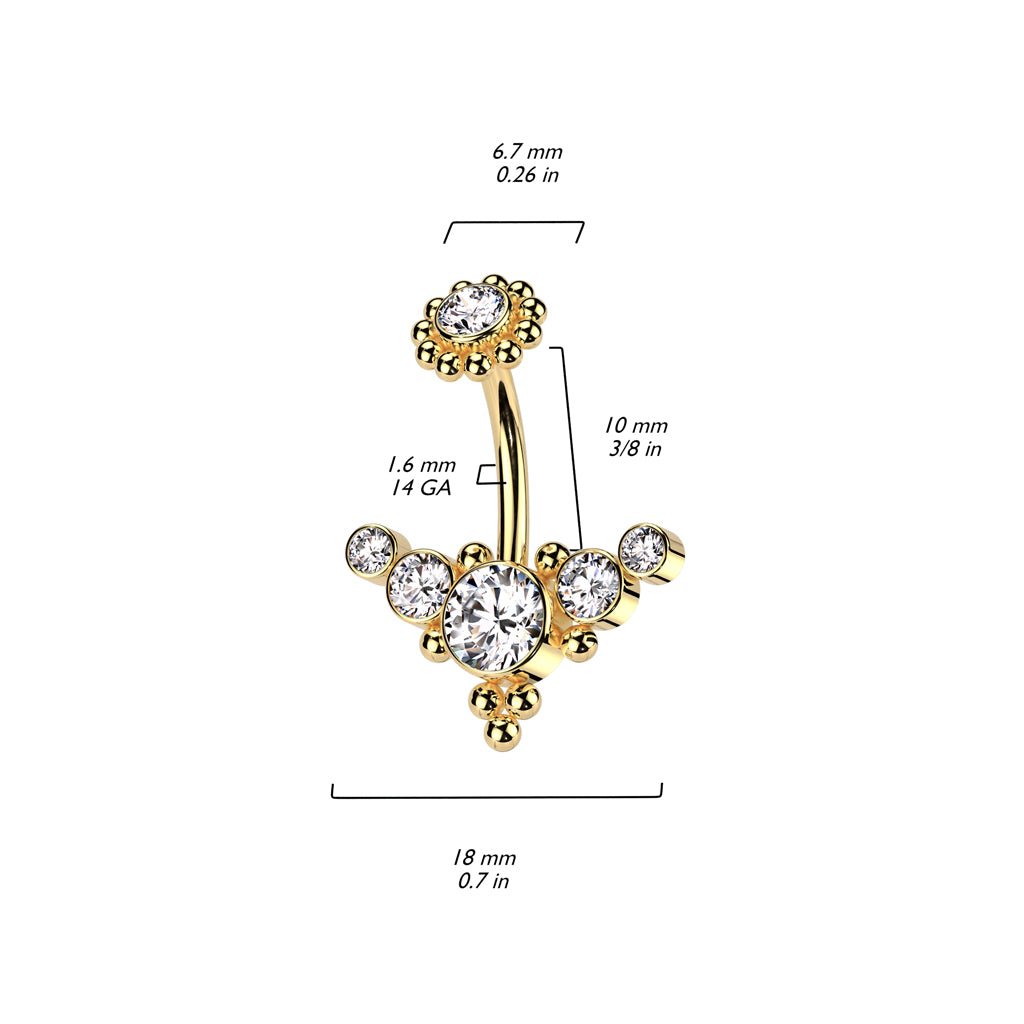 Dotwork Rim Cluster Navel Barbell 14g