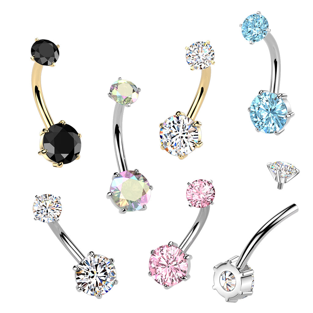 Premium Surgical Steel Circle Crystal Navel Barbell 14g