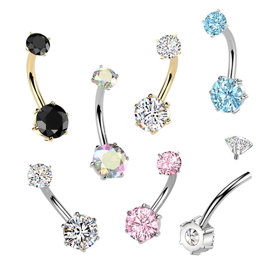 Premium Surgical Steel Circle Crystal Navel Barbell 14g