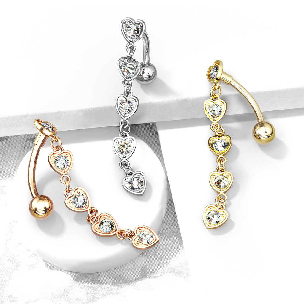 Heart Chain Inverted Belly Dangle 14g