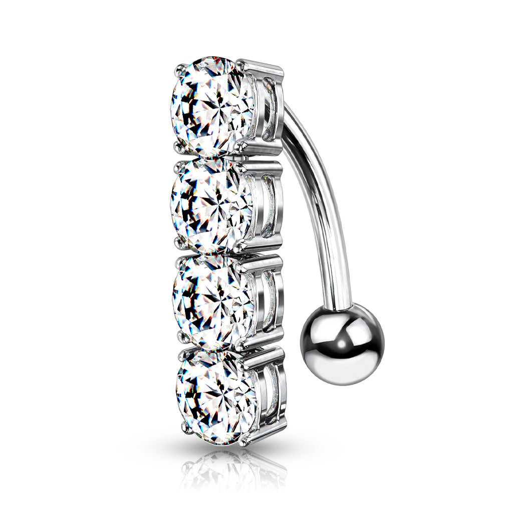 4 Claw-Set Crystal Inverted Navel Dangle 14g