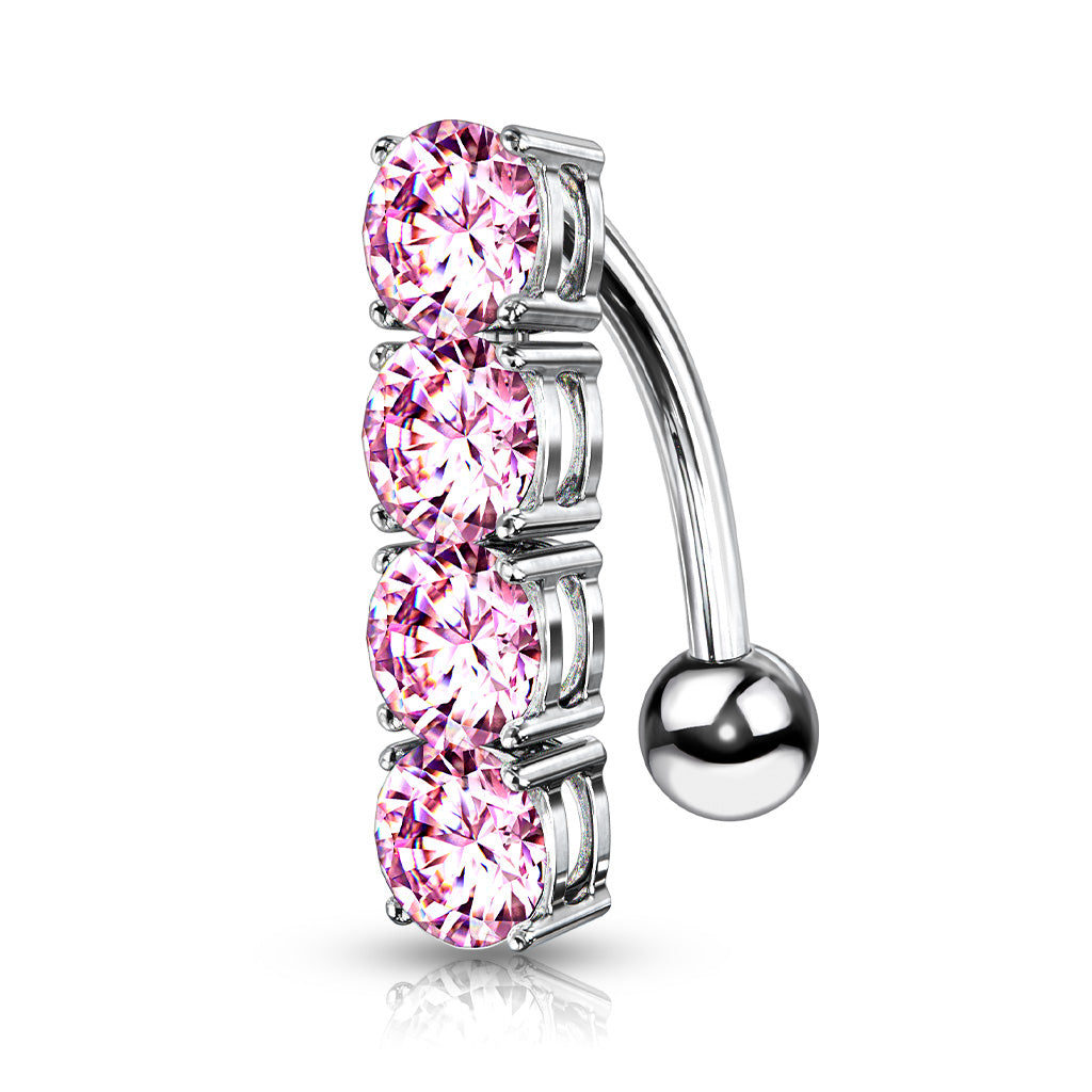 4 Claw-Set Crystal Inverted Navel Dangle 14g