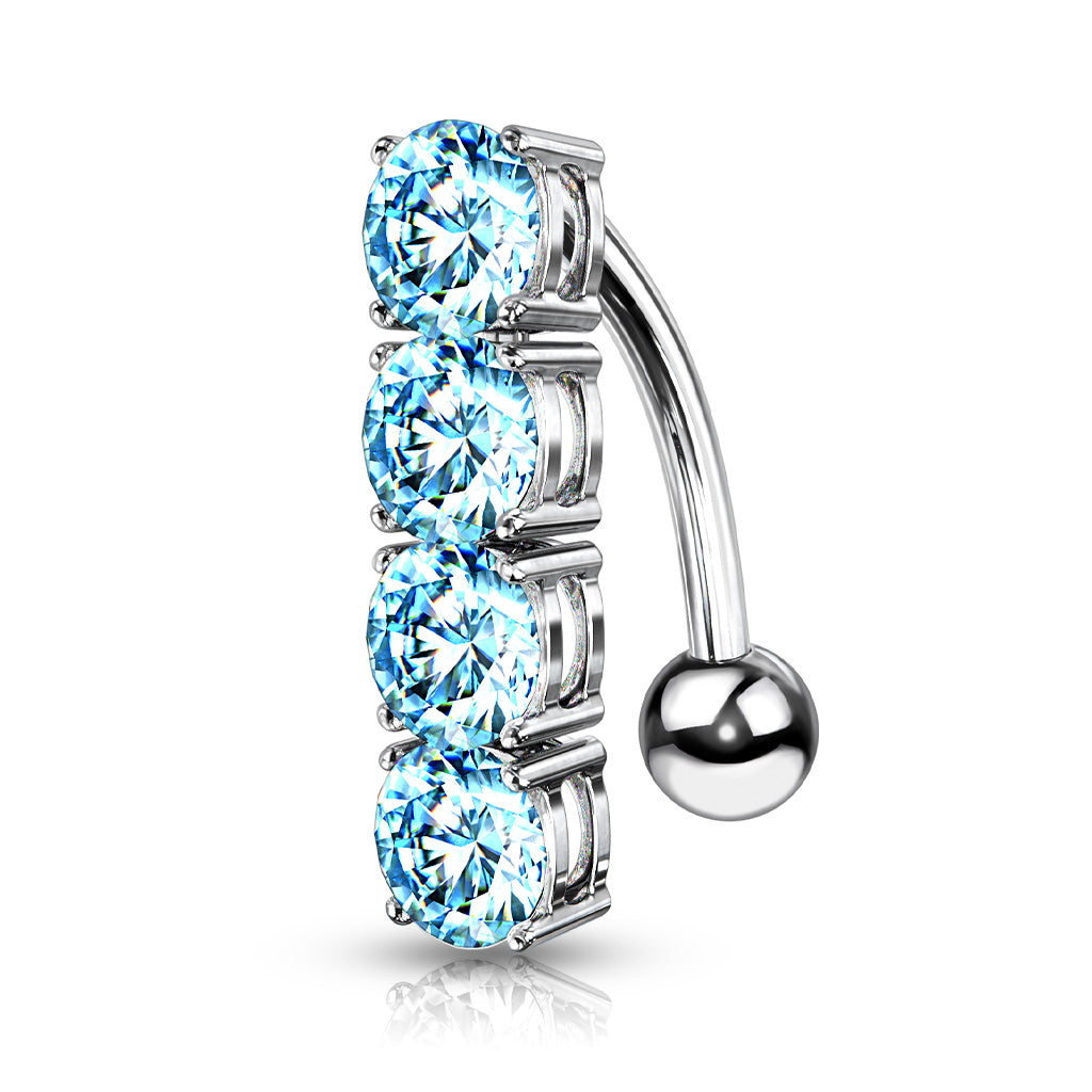4 Claw-Set Crystal Inverted Navel Dangle 14g