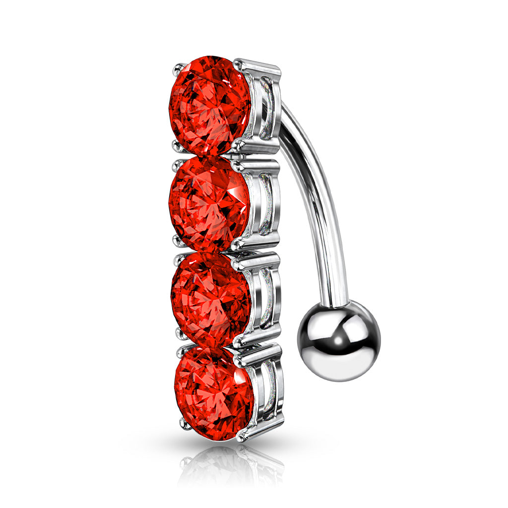 4 Claw-Set Crystal Inverted Navel Dangle 14g