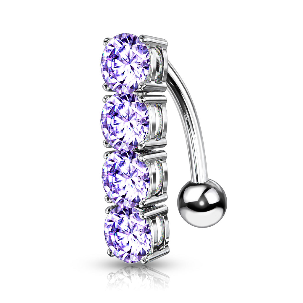 4 Claw-Set Crystal Inverted Navel Dangle 14g