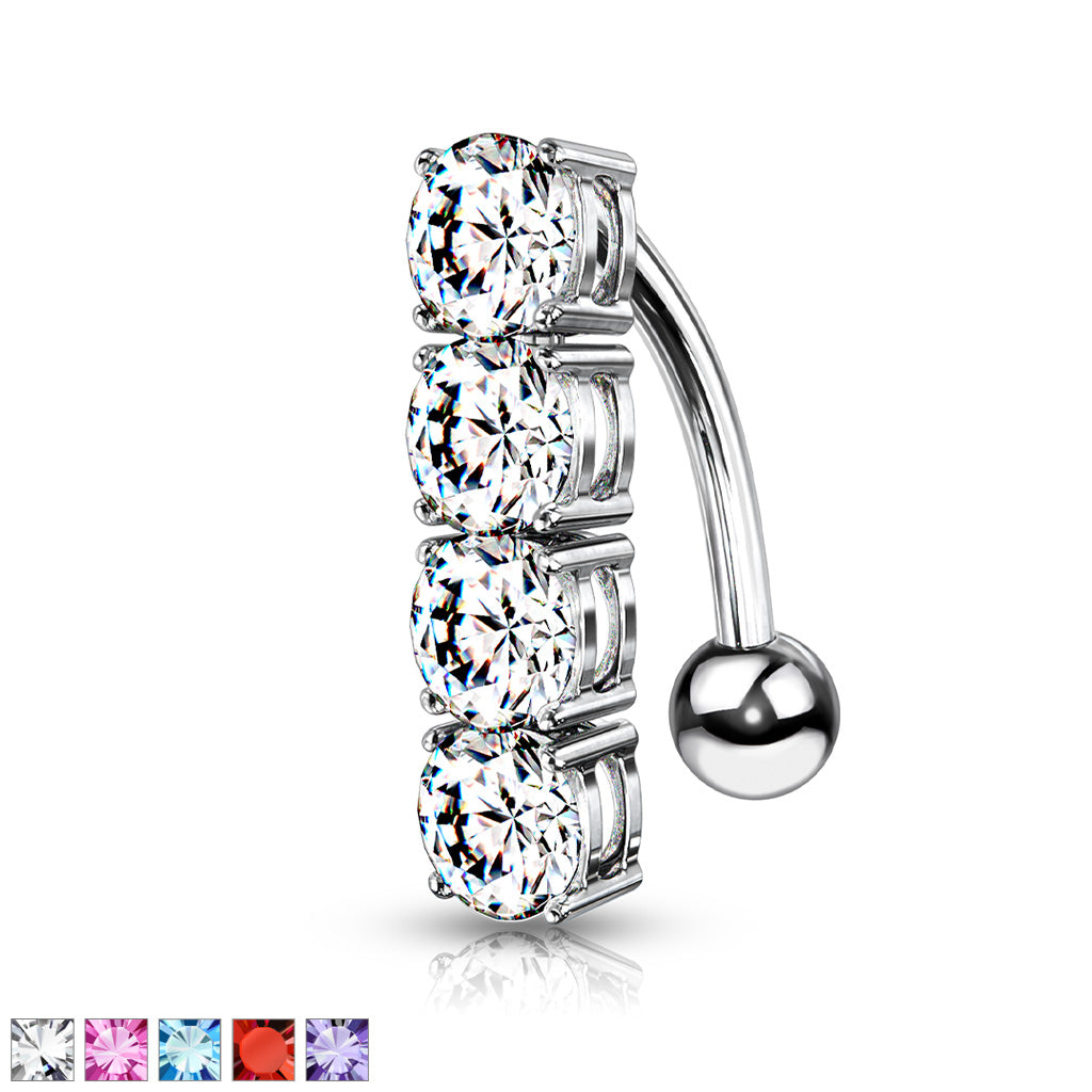 4 Claw-Set Crystal Inverted Navel Dangle 14g