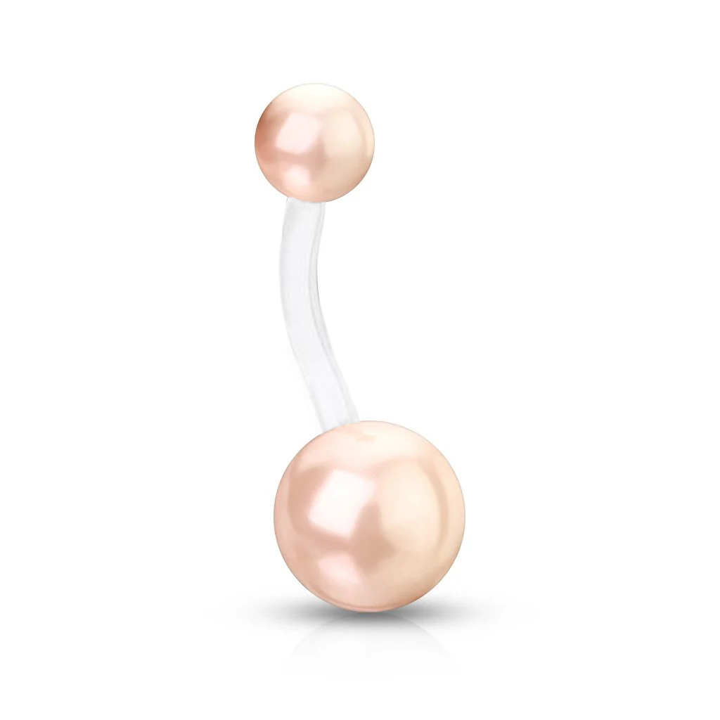 Lucite Pearl Navel Barbell 14g