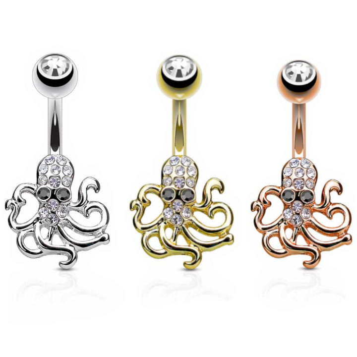 Crystal Octopus Belly Ring 14g