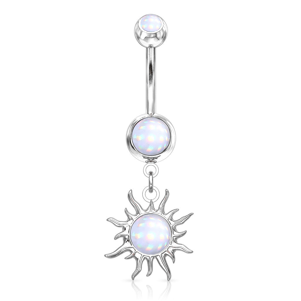Moonstone Sun Glitter Navel Dangle 14g